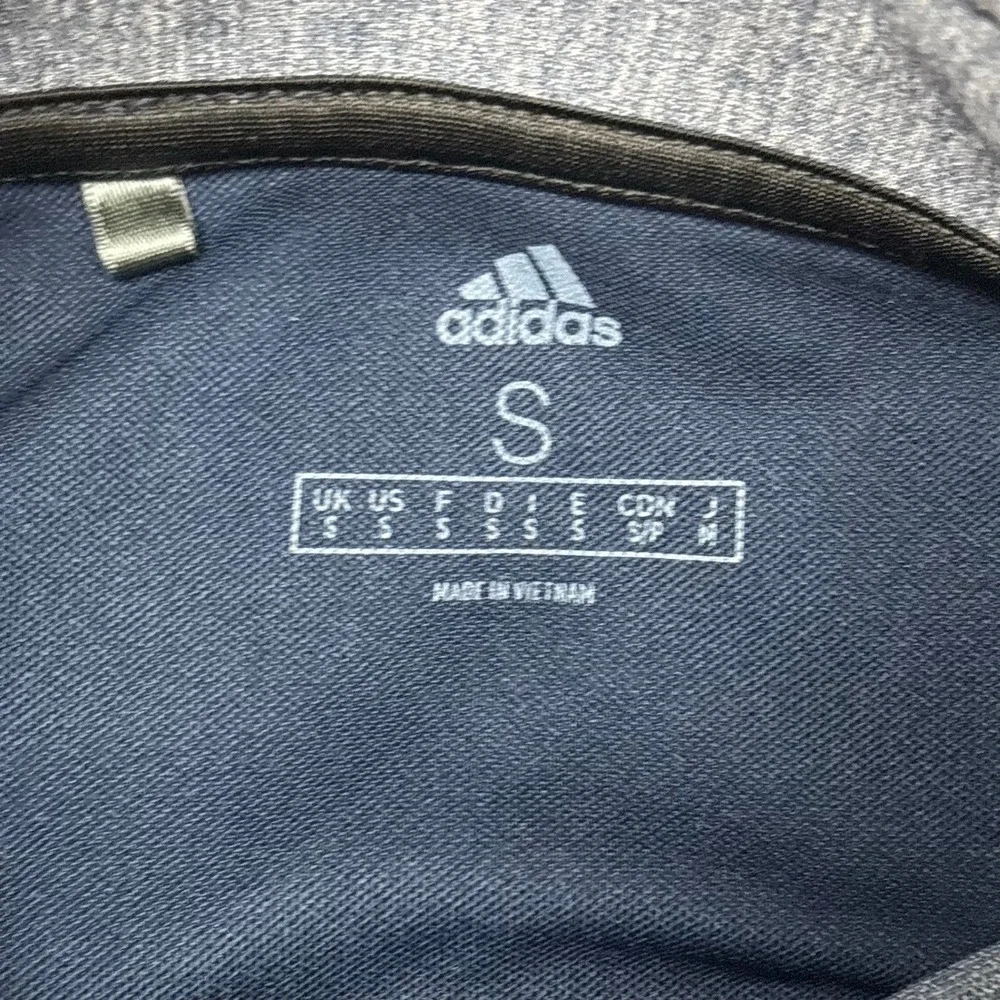 Adidas Mens Quarter Zip Pullover Grey Navy Blue Heathered Performance Top Small